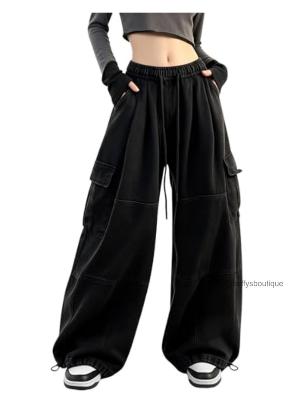 Baggy Cargo Pants Women Y2K Drawstring Wide Leg Sweatpants